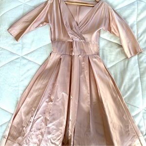True vintage 1950’s stunning pink silk taffeta party dress.